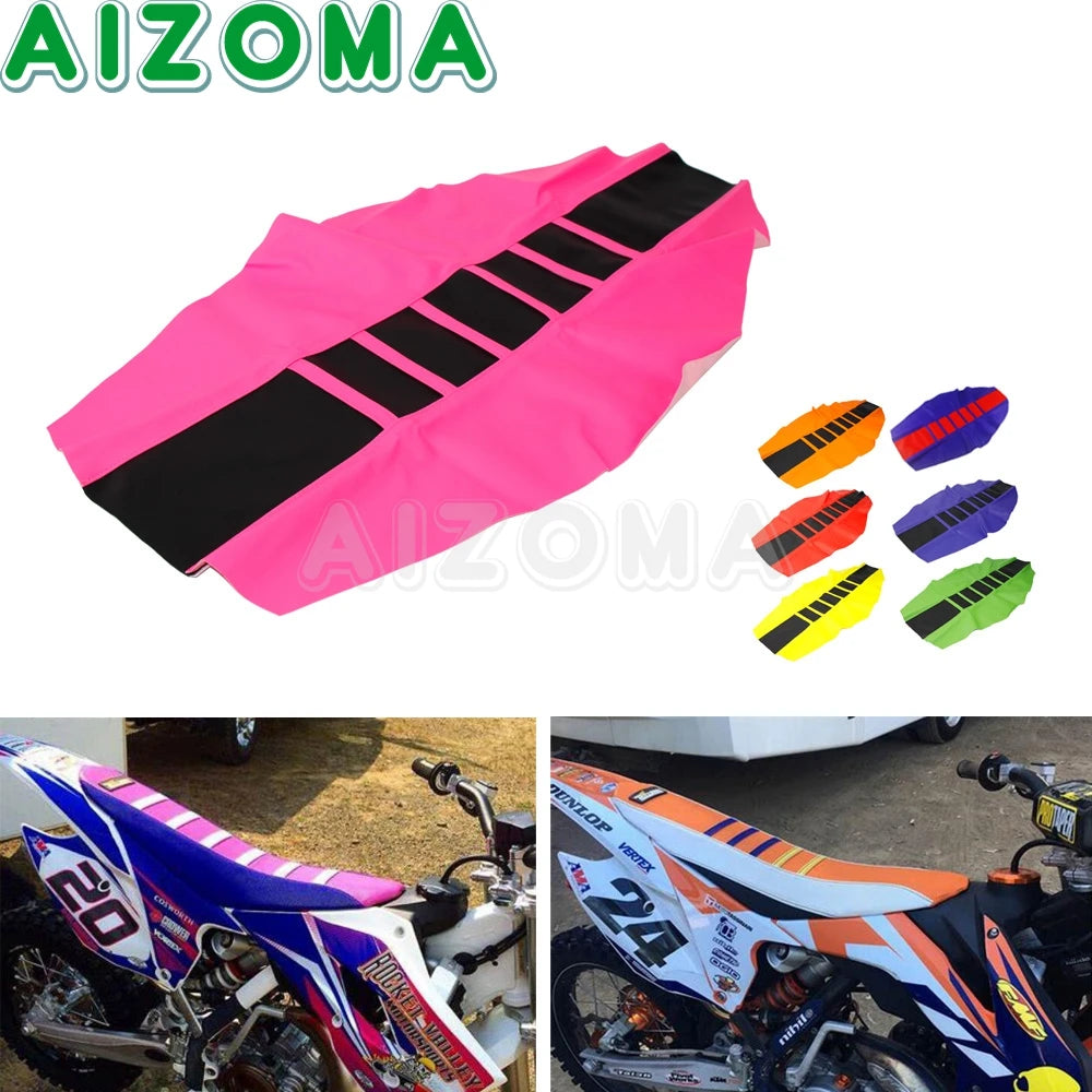 Pink Enduro Motorcycle Anti-Slip Gripper Soft Seat Cover For Honda Kawasaki Suzuki Yamaha Dirt Bike Seat Cushion Pad Protector