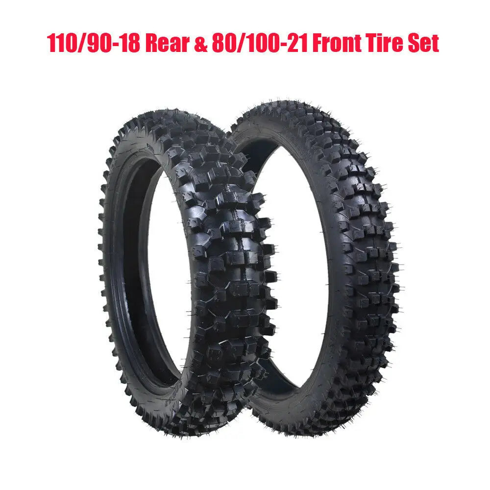 TDPRO 3.00-21" 80/100-21 Front Tyre Tire+Inner Tube 110/90-18"Inch Rear Knobby Tires+Rubber Tube New for Motocross Pit Dirt bike