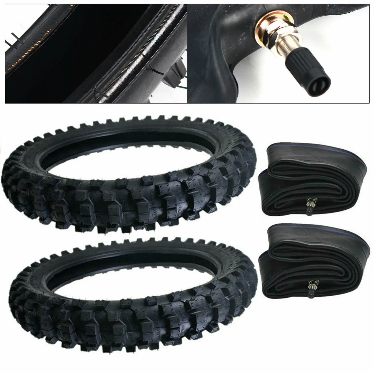 Black Front Rear Tire Tube Kit 70/100-19 90/100-16 Fit for 50cc - 150cc Dirt Pit Bike Motocross Off-road