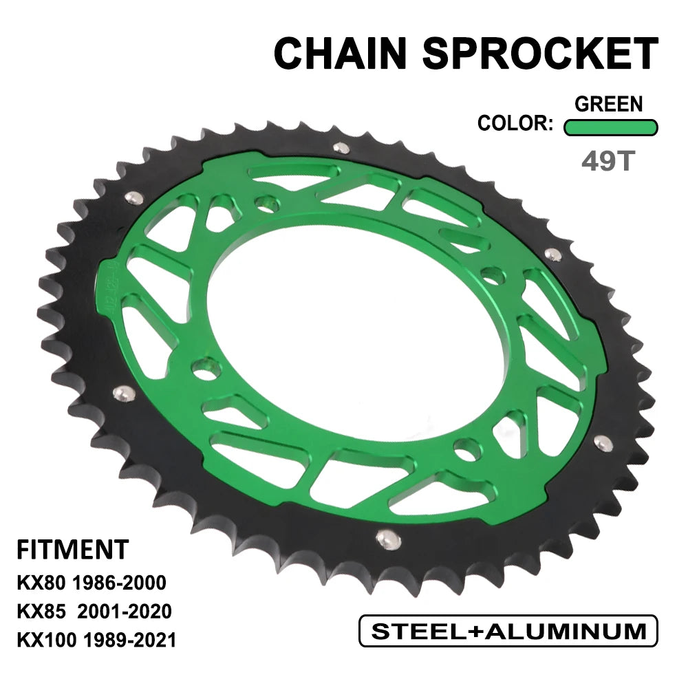 49T 50T Motorcycle Chain Sprocket For Kawasak KX80 1986-2000 KX85 2001-2020 KX100 1989-2021 KX 80 85 100