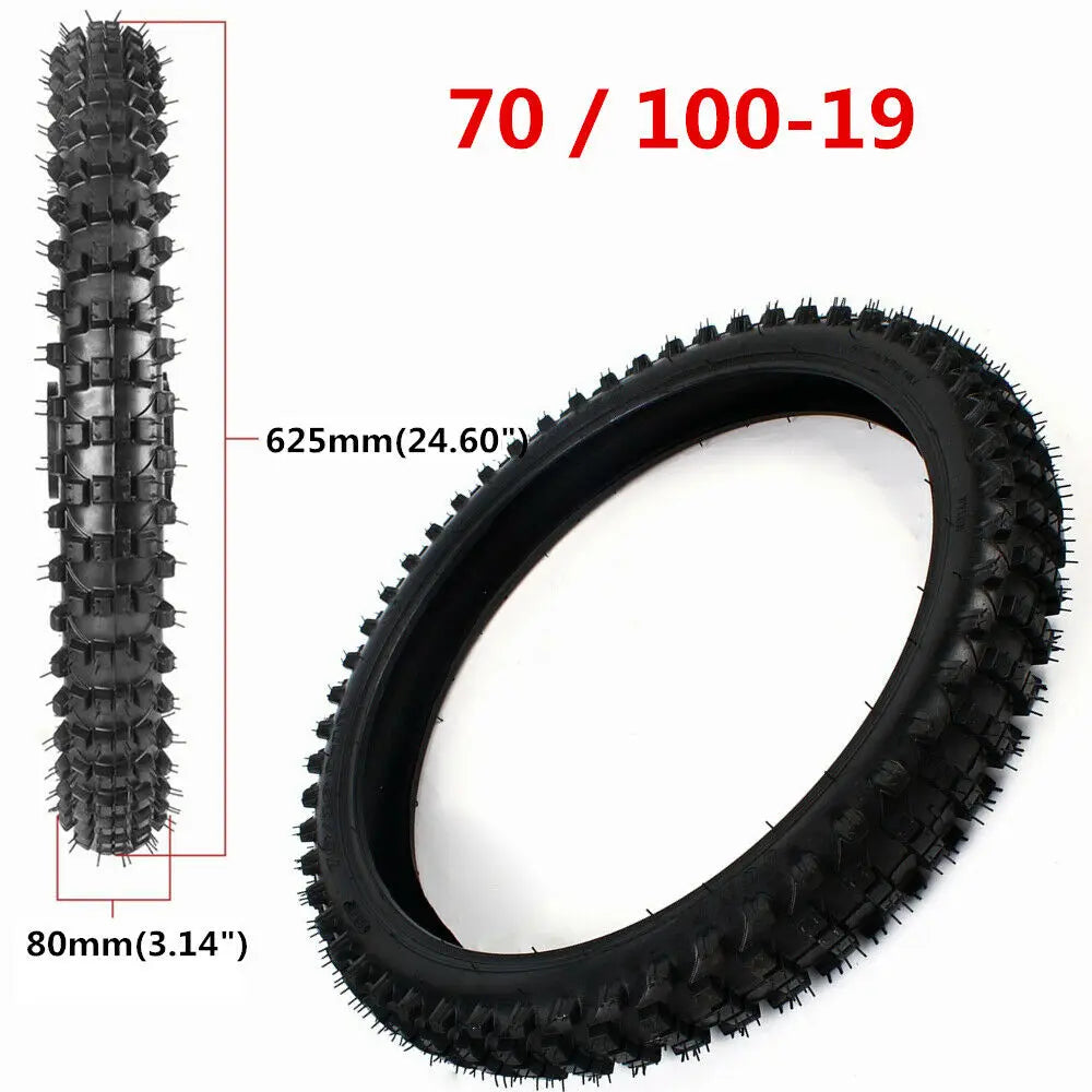 Black Front Rear Tire Tube Kit 70/100-19 90/100-16 Fit for 50cc - 150cc Dirt Pit Bike Motocross Off-road