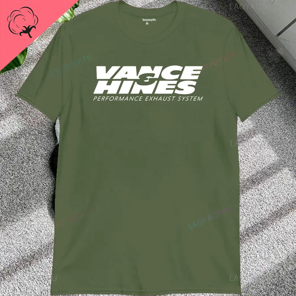 VANCE HINES Printed Fashion Man T-SHIRT Inspired Motorcycle Racing Exhaust Systems Male T Shirt Casual Loose Harajuku Soft Tees