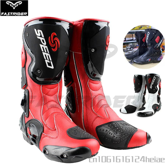 PRO-BIKER Speed Motorcycle Shoes Racing Competition Boots  Motocross Boots Motorbike Rider Boots for Men and Women