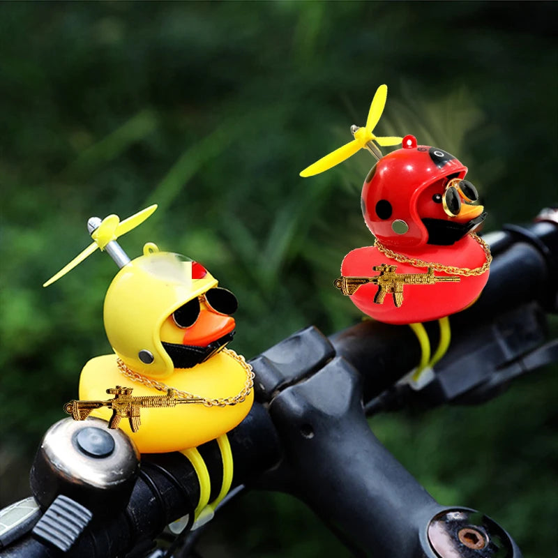 Motor Accessories Yellow Duck with Helmet for Bike Without Lights Auto Car Accessories Duck In The Car Car Interior Decoration