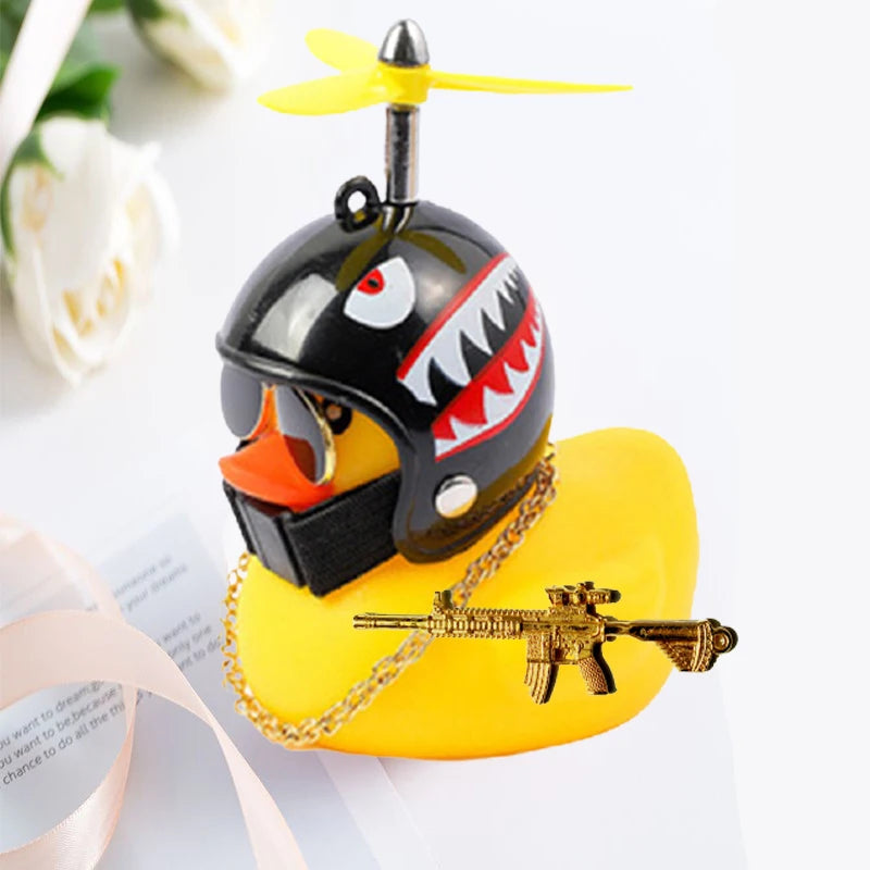 Motor Accessories Yellow Duck with Helmet for Bike Without Lights Auto Car Accessories Duck In The Car Car Interior Decoration