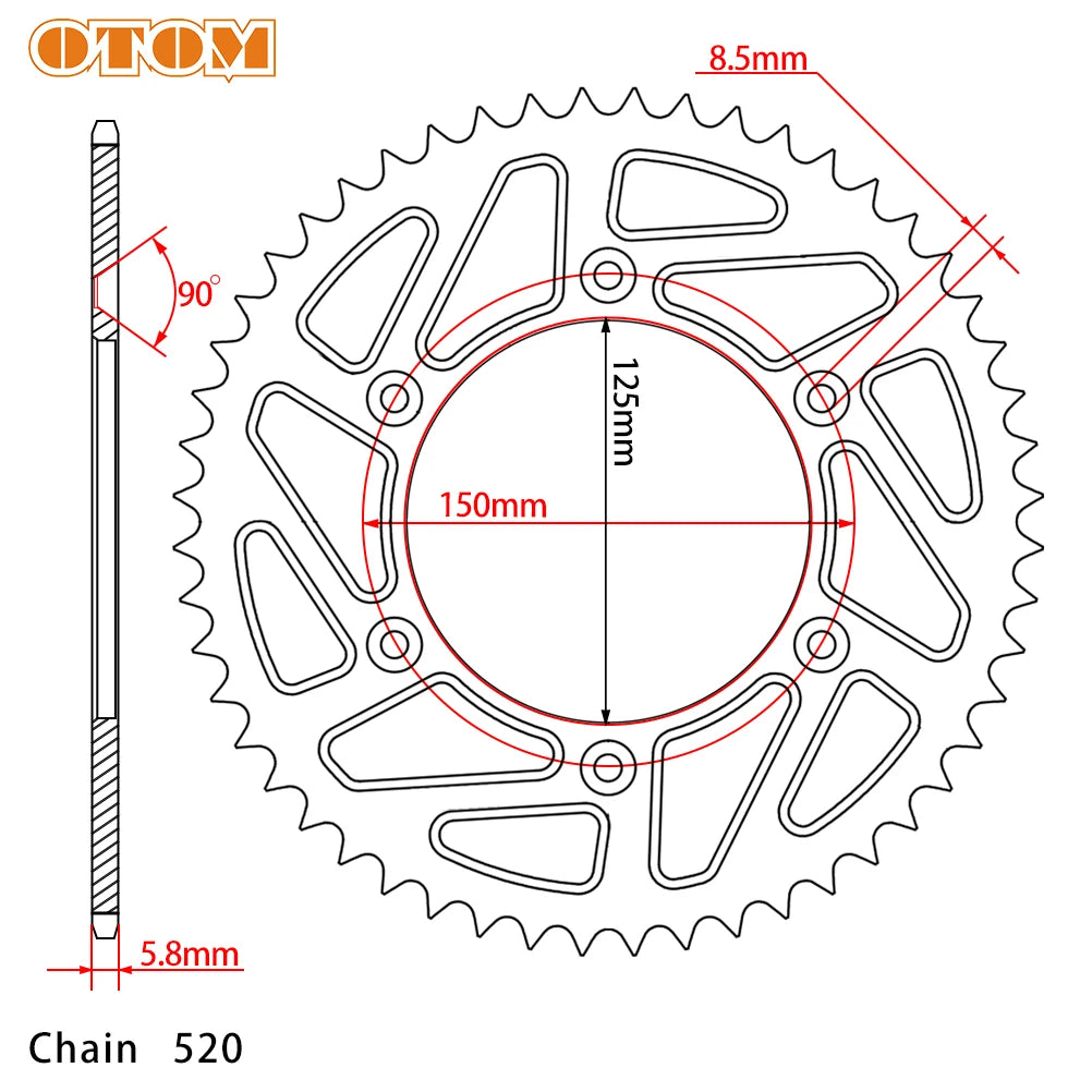 Motorcycle Rear Chain Sprocket 42T 45T 48T 50T 52T for KTM EXC SX XCW EXCF SXF MXC LC4 SMC SMR 125 144 150 200 250 300 450 525