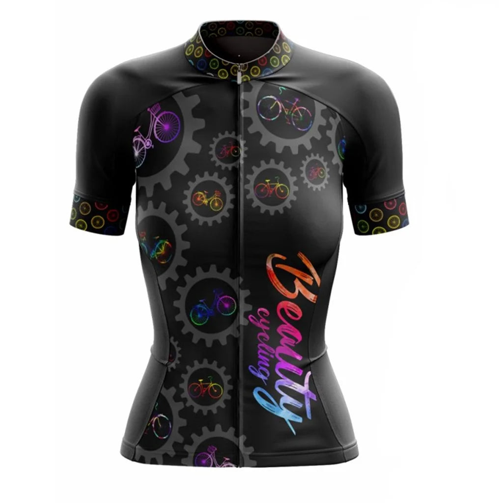 Summer Women's Short Sleeve Purple Cycling Jerseys Bicycle Uniform Pro Team Sportswear T-shirt Motocross Mountain Bike Clothing