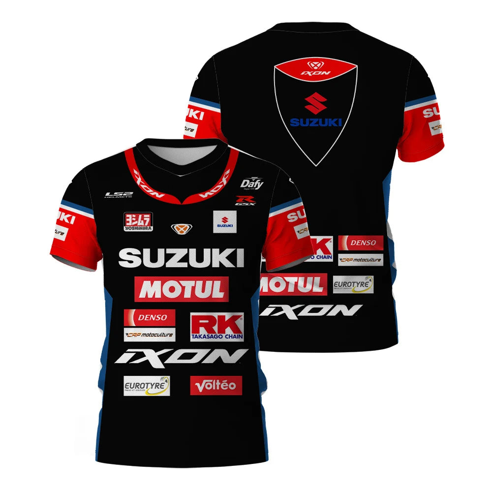 Summer New MOTO GP Motorcycle Quick Drying Riding Suit Suzuki Team Hot Selling T-shirt Men's Oversized Breathable Cycling wear