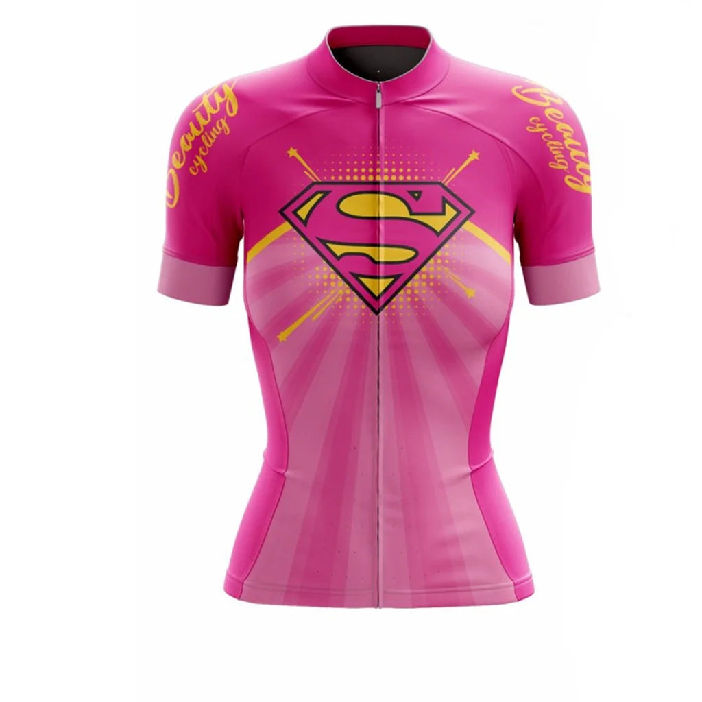 Summer Women's Short Sleeve Purple Cycling Jerseys Bicycle Uniform Pro Team Sportswear T-shirt Motocross Mountain Bike Clothing