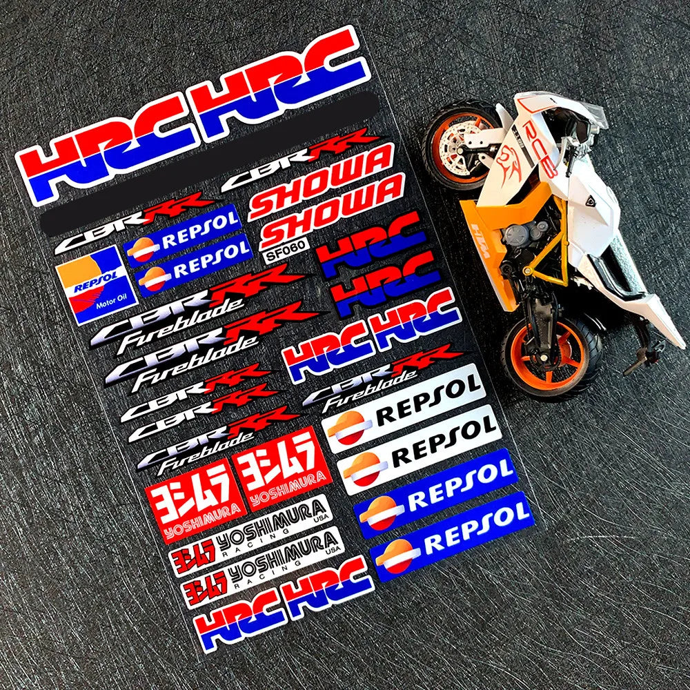 Motorcycle Stickers Wing Logo HRC Tank Helmet Racing Decal Red Kit For Honda Cbr250r Xrv750 Cbr600rr Hrc Forza Monkey 125