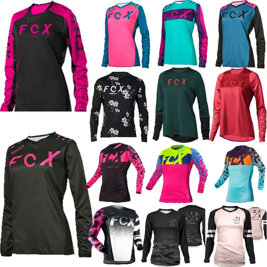 summertime， WOMEN Downhill Jerseys  FCX Mountain Bike MTB Shirts Offroad DH Motorcycle Jersey Motocross Sportwear Clothing Bike