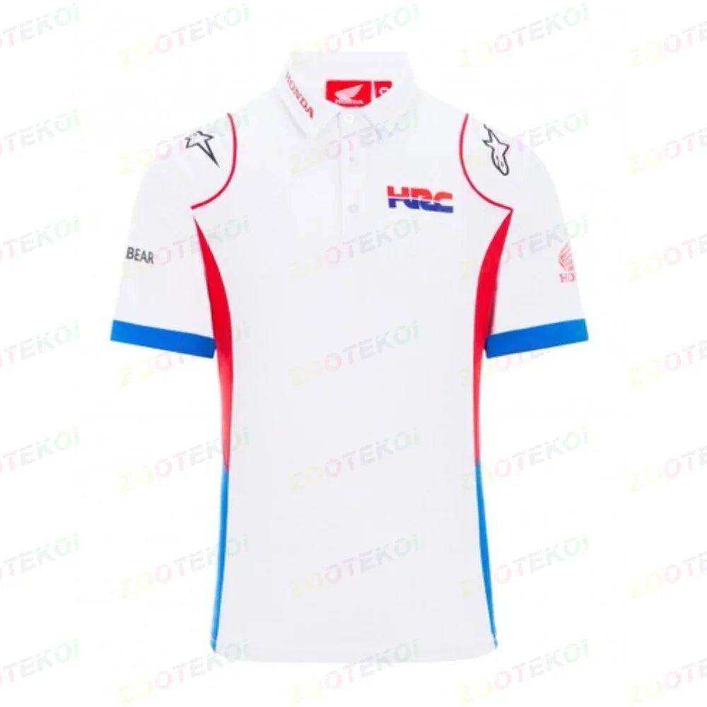 Moto For Honda HRC Repsol Racing Team Polo Shirt Motorcycle Ride White/Blue Summer Men's Quick Dry Breathable Do Not Fade