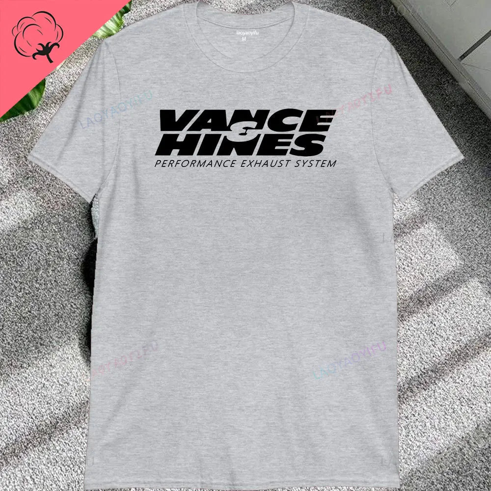 VANCE HINES Printed Fashion Man T-SHIRT Inspired Motorcycle Racing Exhaust Systems Male T Shirt Casual Loose Harajuku Soft Tees