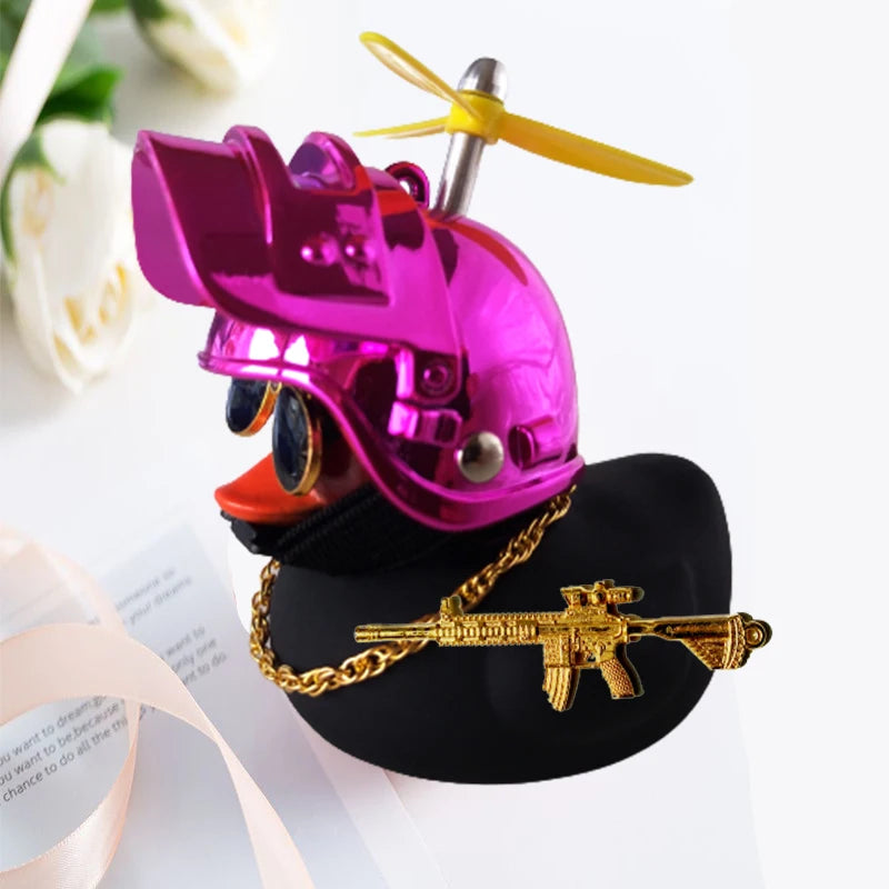 Motor Accessories Yellow Duck with Helmet for Bike Without Lights Auto Car Accessories Duck In The Car Car Interior Decoration