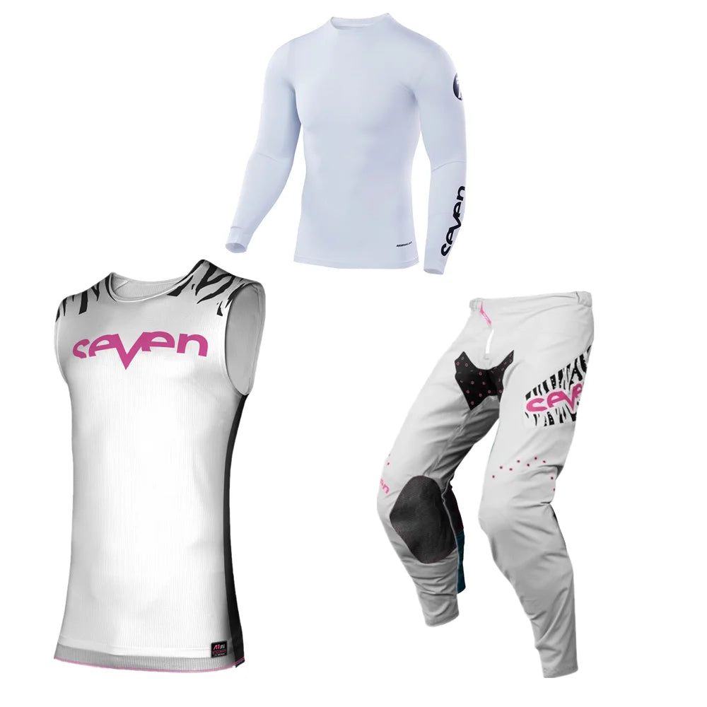 2024.1 SEVEN White Red Mx Jersey Set Off Road Motorcycle Race Wear Dirt Bike Motocross Gear Set Moto Suit