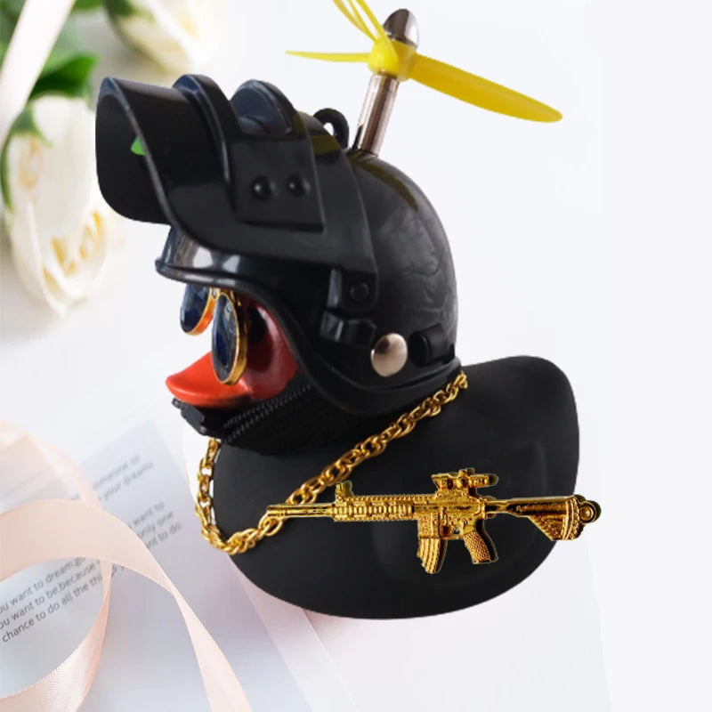 Motor Accessories Yellow Duck with Helmet for Bike Without Lights Auto Car Accessories Duck In The Car Car Interior Decoration