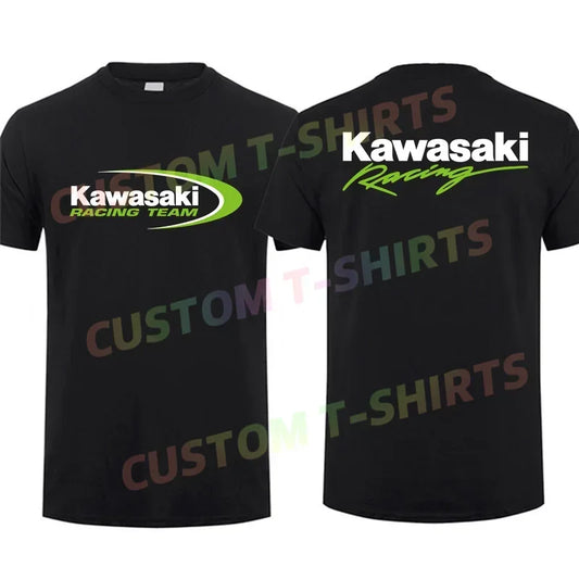 2024 Men T Shirt Casual Kawasakis Racing Team T-shirt Graphic Summer Sports Short Sleeves 100% Cotton Streetwear S-3XL Cool Tee