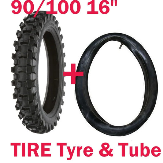 TDPRO 90/100- 16" inch Rear Back Tyre Tire +Inner Tube PIT PRO Trail For Dirt Bike Motorbike Motorcycle Motocross Off Road