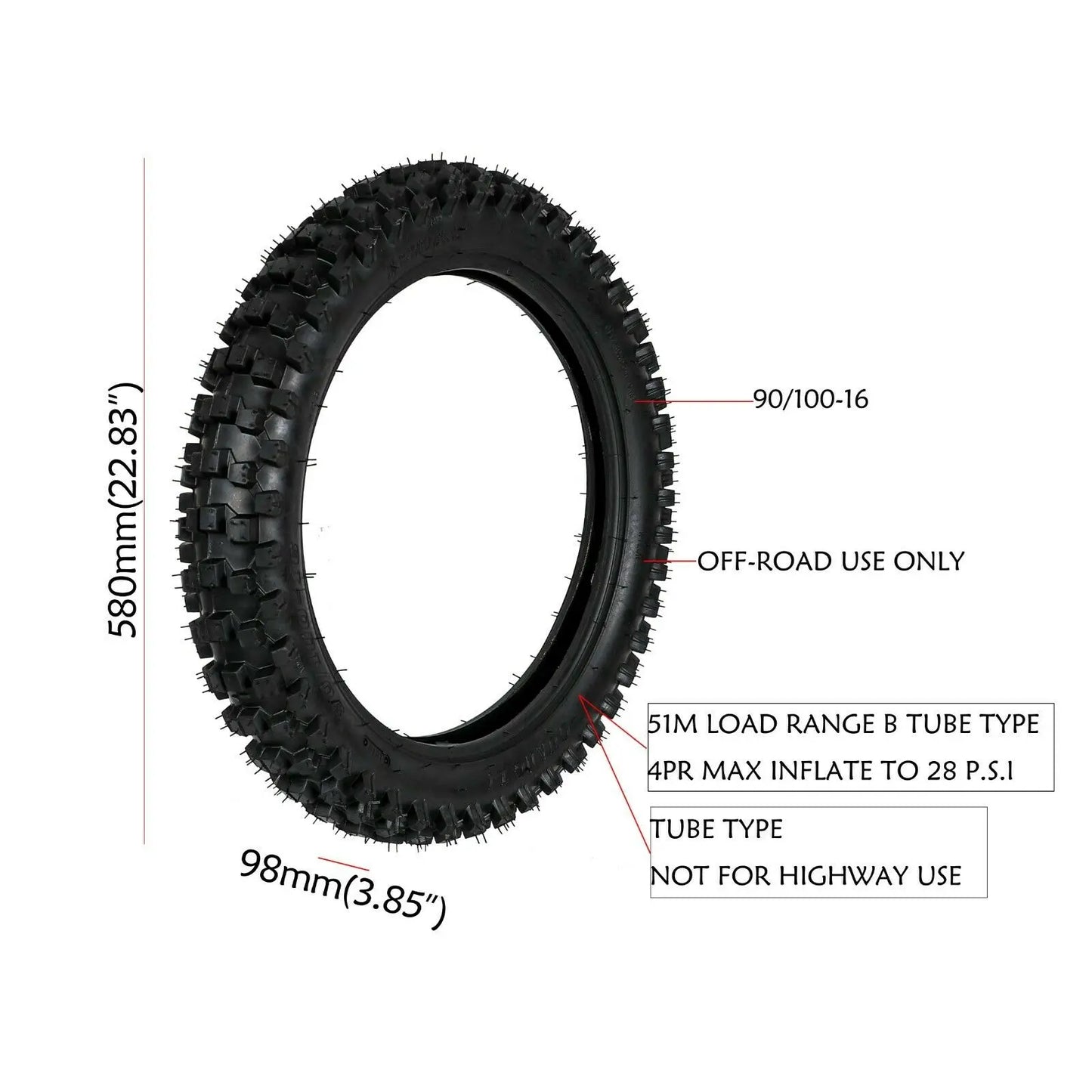 Black Front Rear Tire Tube Kit 70/100-19 90/100-16 Fit for 50cc - 150cc Dirt Pit Bike Motocross Off-road