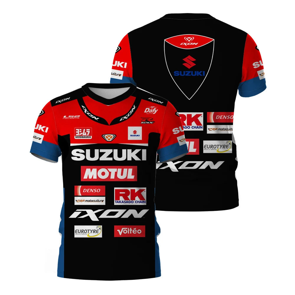 Summer New MOTO GP Motorcycle Quick Drying Riding Suit Suzuki Team Hot Selling T-shirt Men's Oversized Breathable Cycling wear