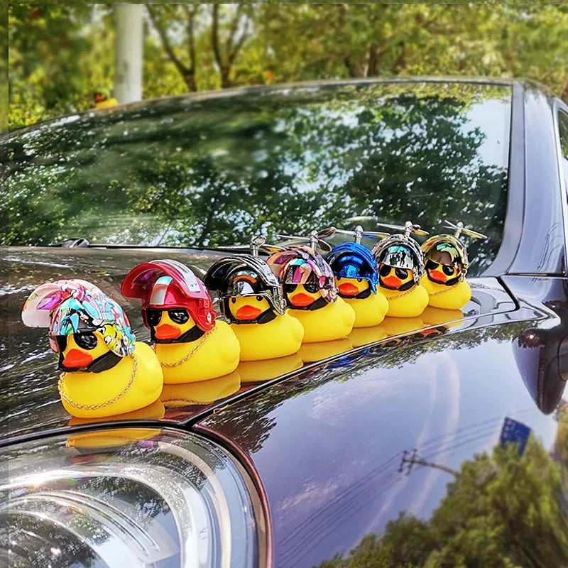 Motor Accessories Yellow Duck with Helmet for Bike Without Lights Auto Car Accessories Duck In The Car Car Interior Decoration