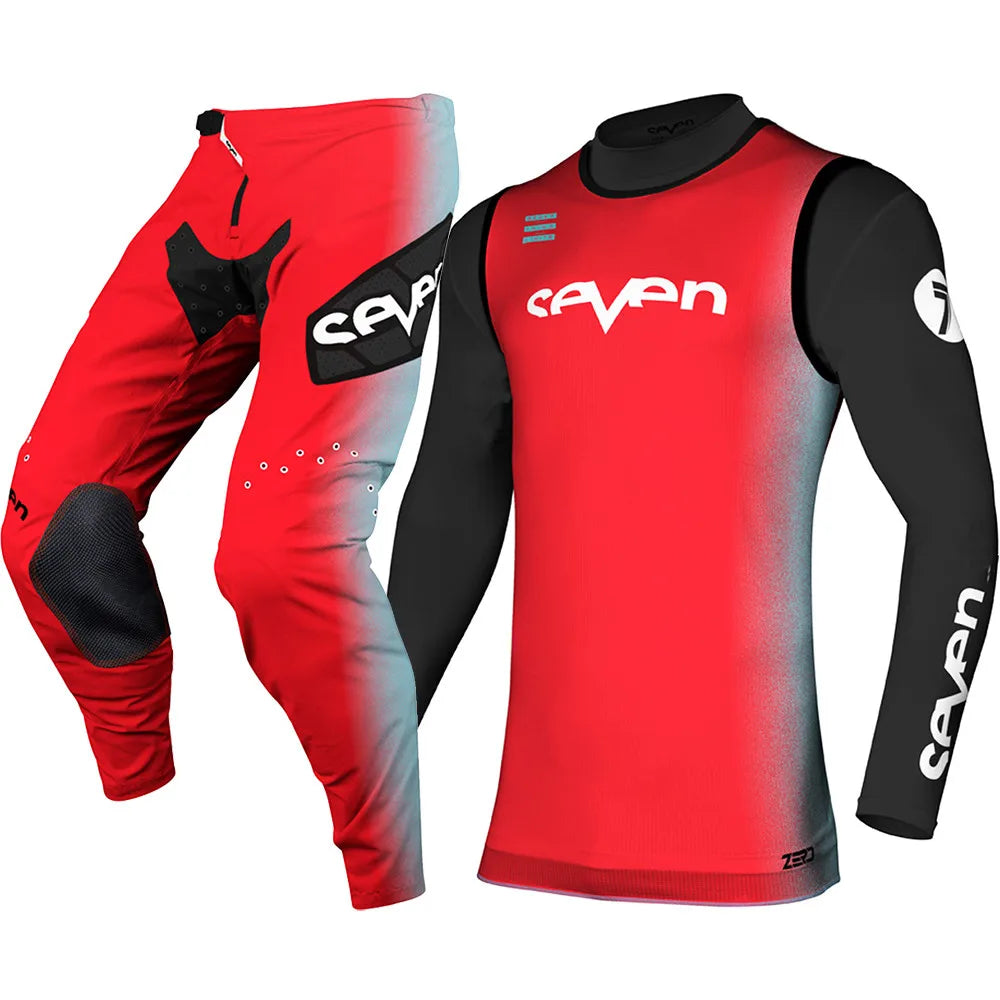 2024 SEVEN MX Red Gear Set Off Road Motorcycle Race Wear Dirt Bike Motocross Jersey Set Moto Combo