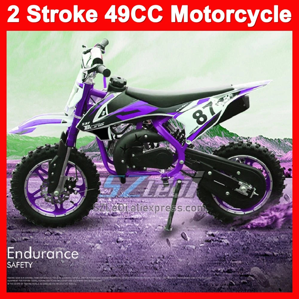 49CC 50CC 2-Stroke ATV OFF-road Gasoline Motorcycle Green Blue Orange Red Racing MOTO Trail Dirt Bike Motorbike For Adult Child