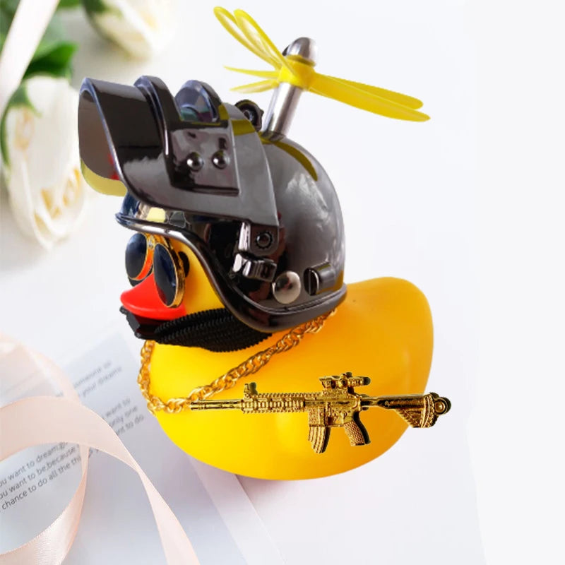 Motor Accessories Yellow Duck with Helmet for Bike Without Lights Auto Car Accessories Duck In The Car Car Interior Decoration