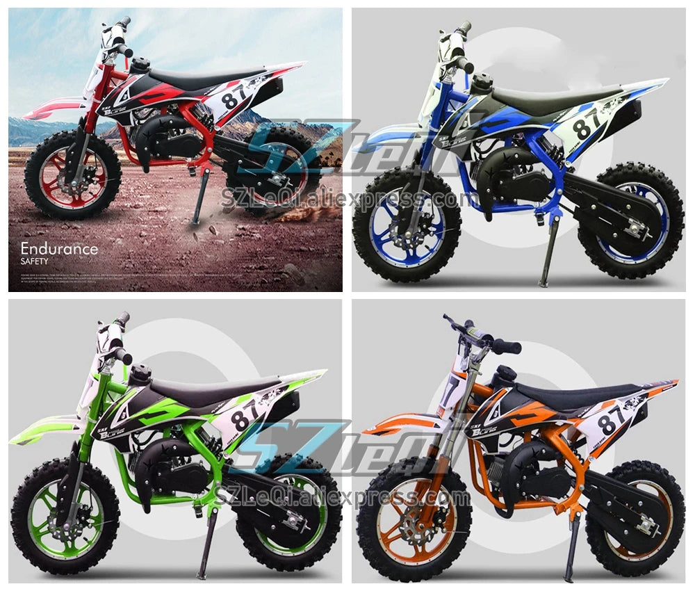 49CC 50CC 4 Stroke ATV OFF-road Gasoline Motorcycle Green Blue Orange Red Racing MOTO Trail Dirt Bike Motorbike For Adult Child