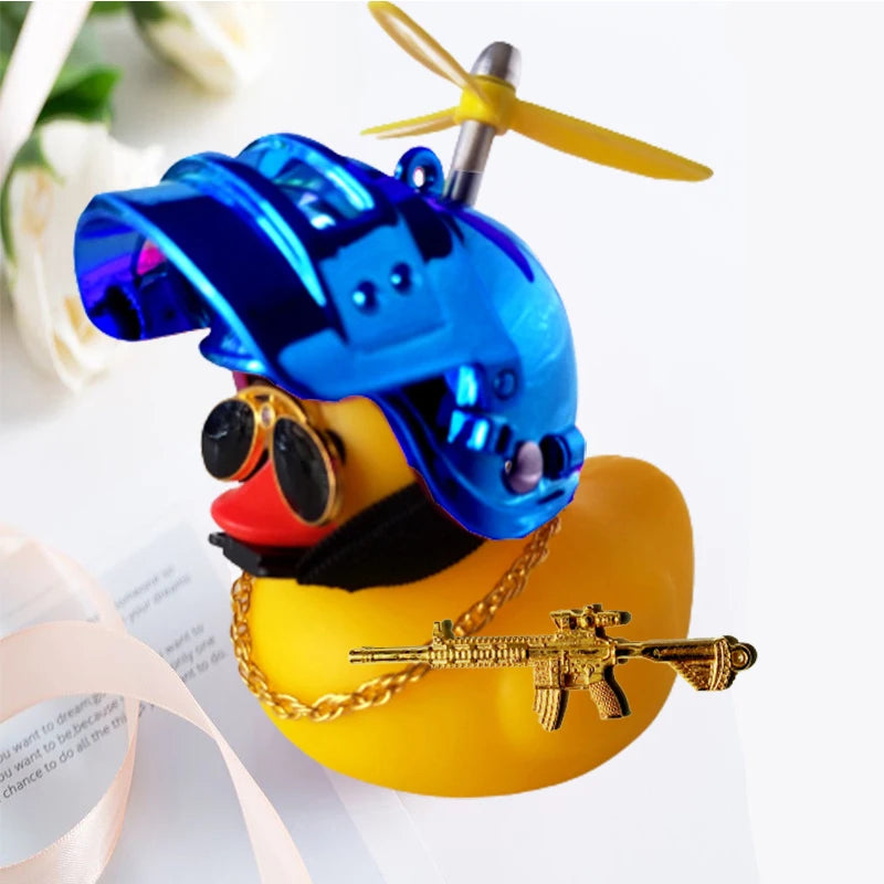 Motor Accessories Yellow Duck with Helmet for Bike Without Lights Auto Car Accessories Duck In The Car Car Interior Decoration