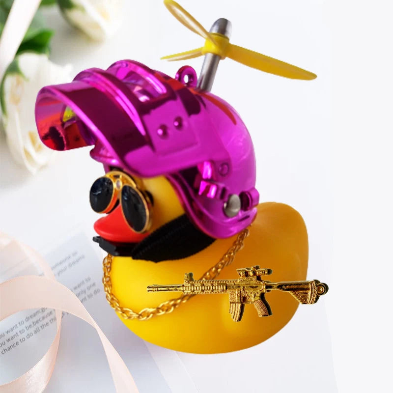 Motor Accessories Yellow Duck with Helmet for Bike Without Lights Auto Car Accessories Duck In The Car Car Interior Decoration