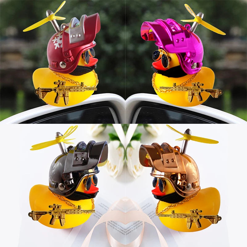 Motor Accessories Yellow Duck with Helmet for Bike Without Lights Auto Car Accessories Duck In The Car Car Interior Decoration