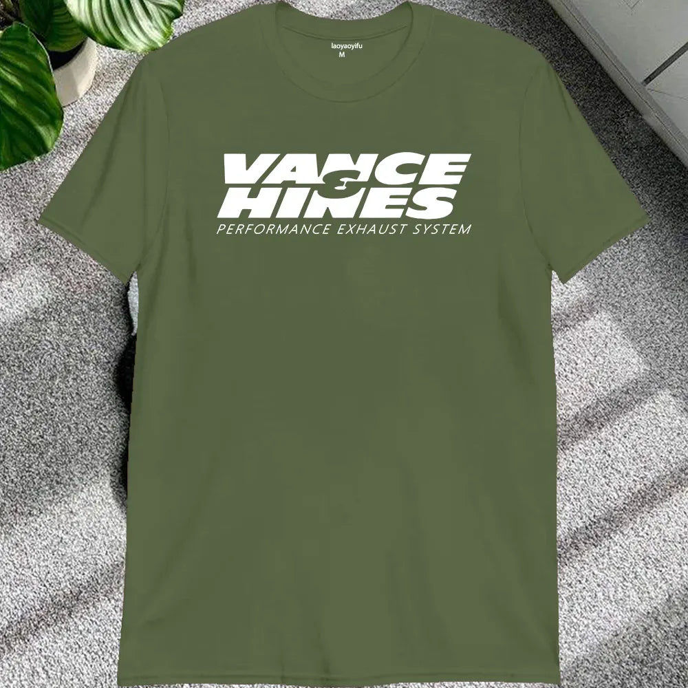 VANCE HINES Printed Fashion Man T-SHIRT Inspired Motorcycle Racing Exhaust Systems Male T Shirt Casual Loose Harajuku Soft Tees