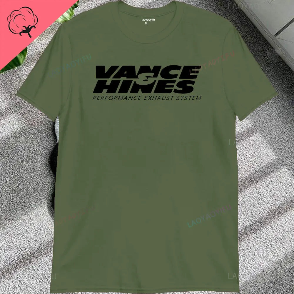 VANCE HINES Printed Fashion Man T-SHIRT Inspired Motorcycle Racing Exhaust Systems Male T Shirt Casual Loose Harajuku Soft Tees