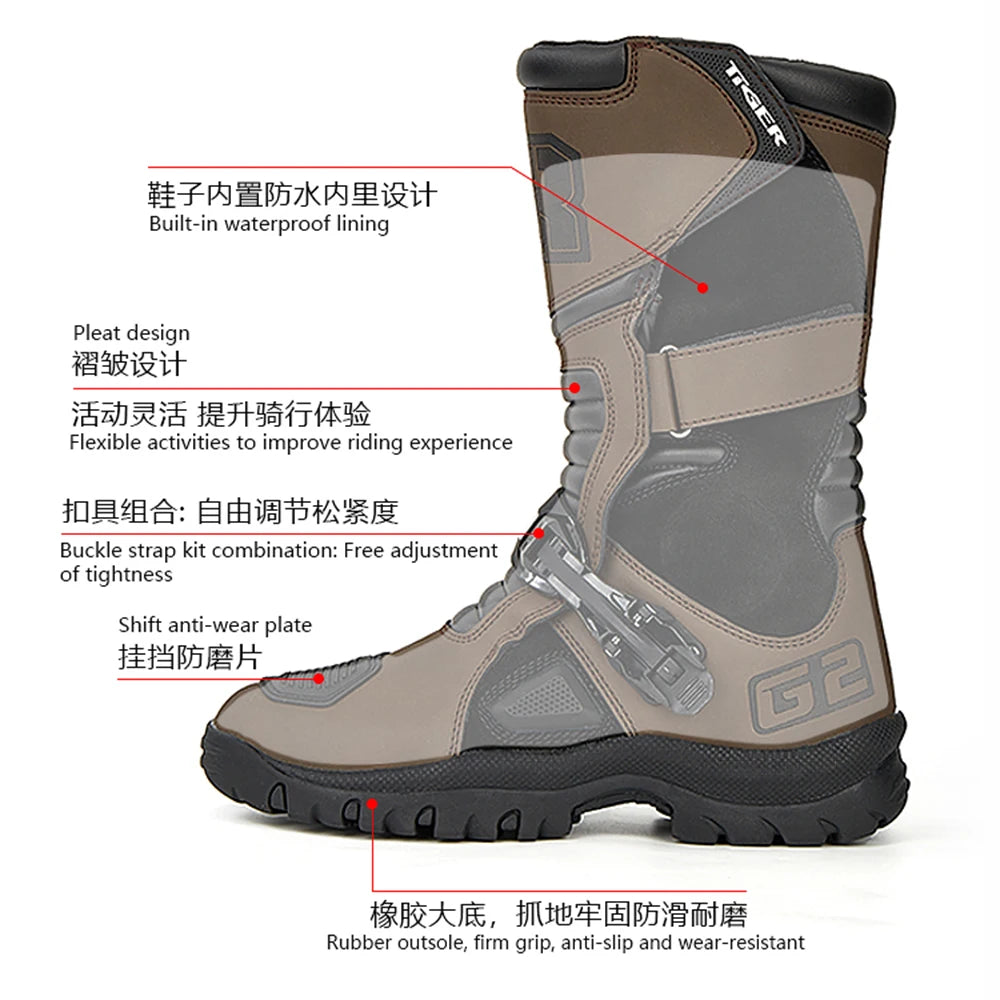 Knight Shoes Wear Resistant Highway Boots Deodorization Motorcycle Riding Shoes Cushioning  Off Road Racing Boots  Waterproof