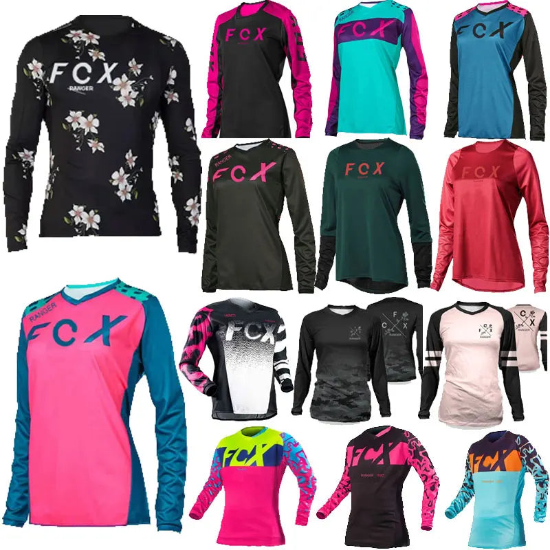 summertime， WOMEN Downhill Jerseys  FCX Mountain Bike MTB Shirts Offroad DH Motorcycle Jersey Motocross Sportwear Clothing Bike