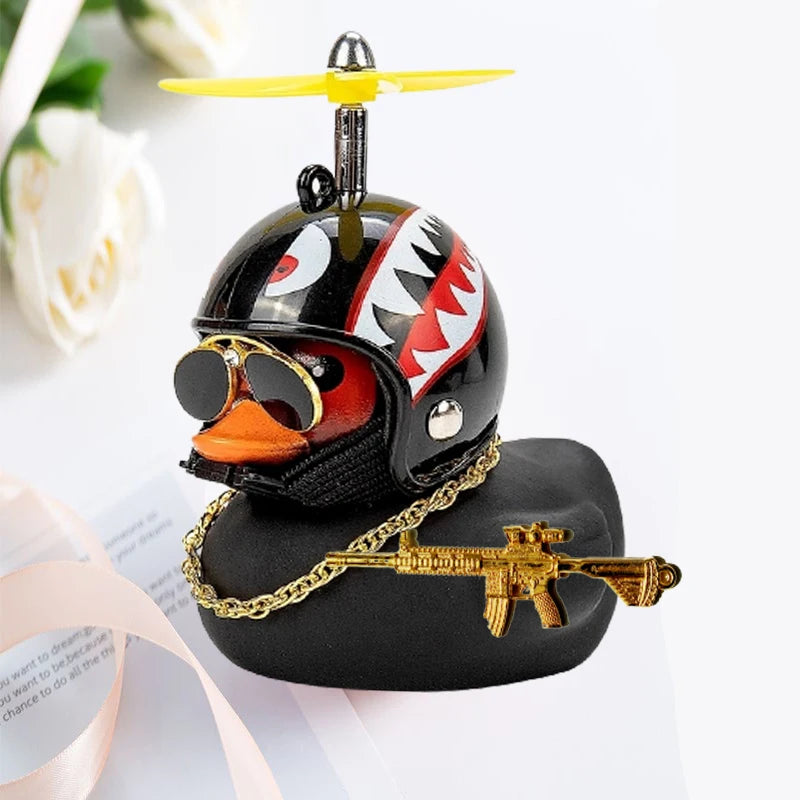 Motor Accessories Yellow Duck with Helmet for Bike Without Lights Auto Car Accessories Duck In The Car Car Interior Decoration