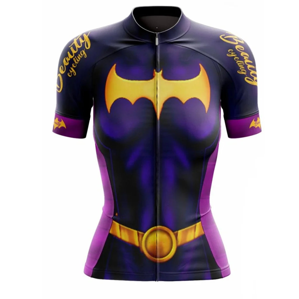 Summer Women's Short Sleeve Purple Cycling Jerseys Bicycle Uniform Pro Team Sportswear T-shirt Motocross Mountain Bike Clothing