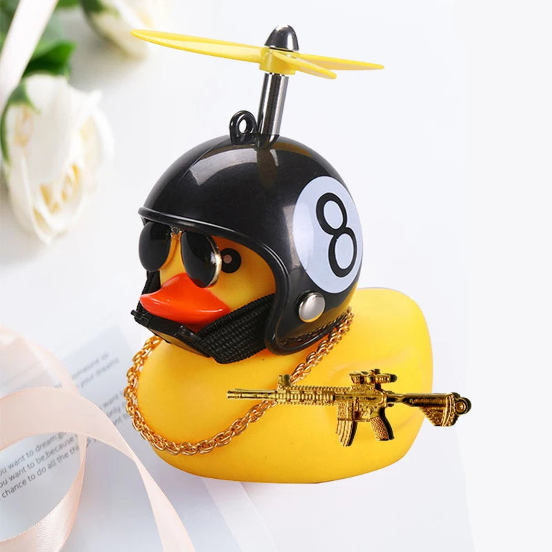 Motor Accessories Yellow Duck with Helmet for Bike Without Lights Auto Car Accessories Duck In The Car Car Interior Decoration