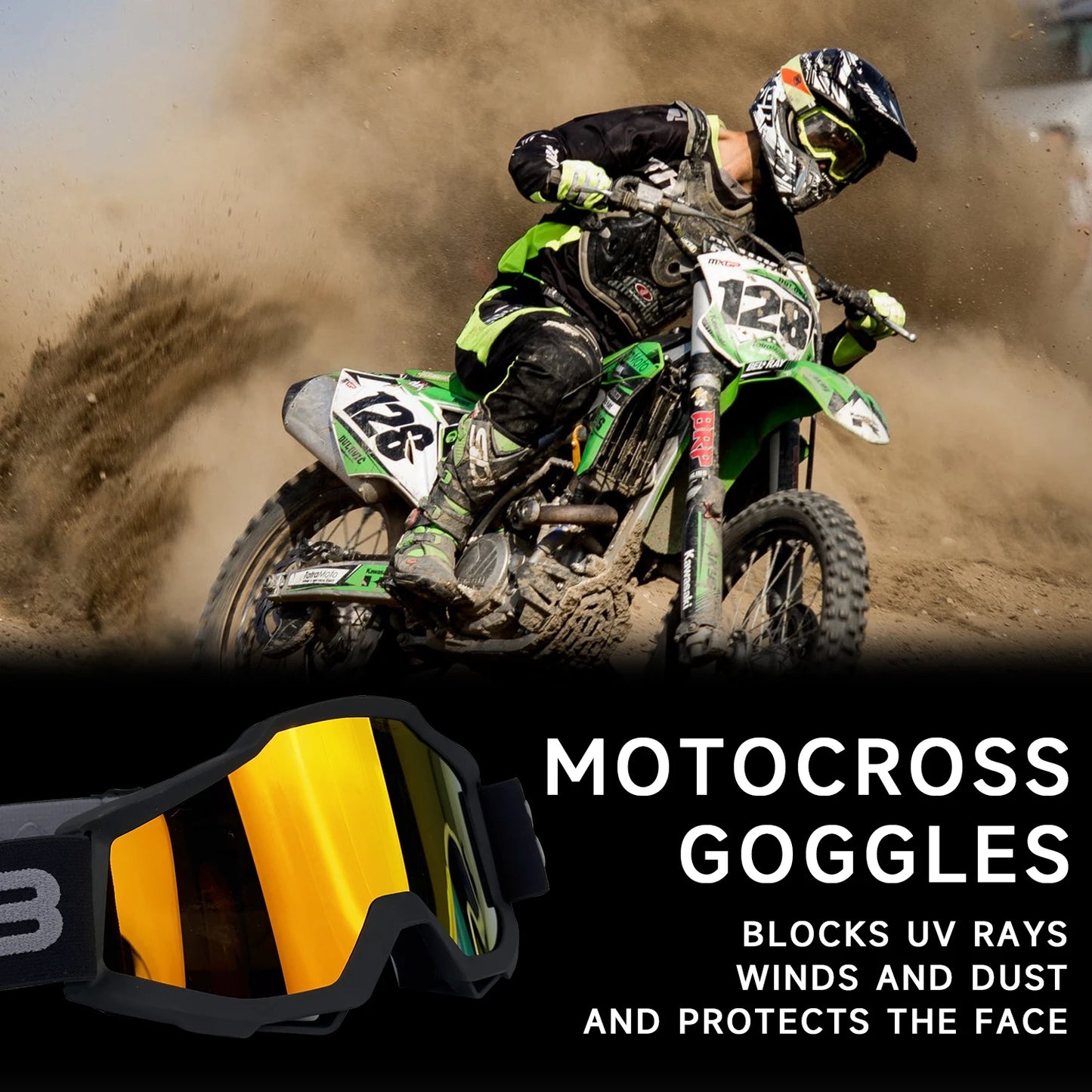 Motorcycle riding goggles with elastic band to prevent detachment MX high-quality outdoor off-road glasses