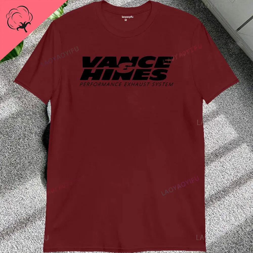 VANCE HINES Printed Fashion Man T-SHIRT Inspired Motorcycle Racing Exhaust Systems Male T Shirt Casual Loose Harajuku Soft Tees