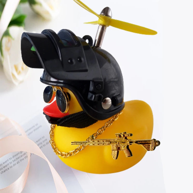 Motor Accessories Yellow Duck with Helmet for Bike Without Lights Auto Car Accessories Duck In The Car Car Interior Decoration