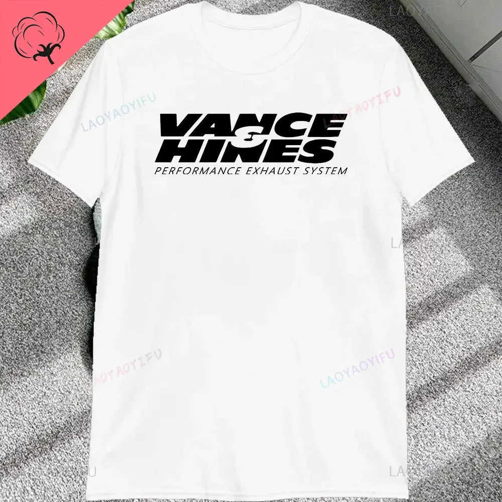 VANCE HINES Printed Fashion Man T-SHIRT Inspired Motorcycle Racing Exhaust Systems Male T Shirt Casual Loose Harajuku Soft Tees