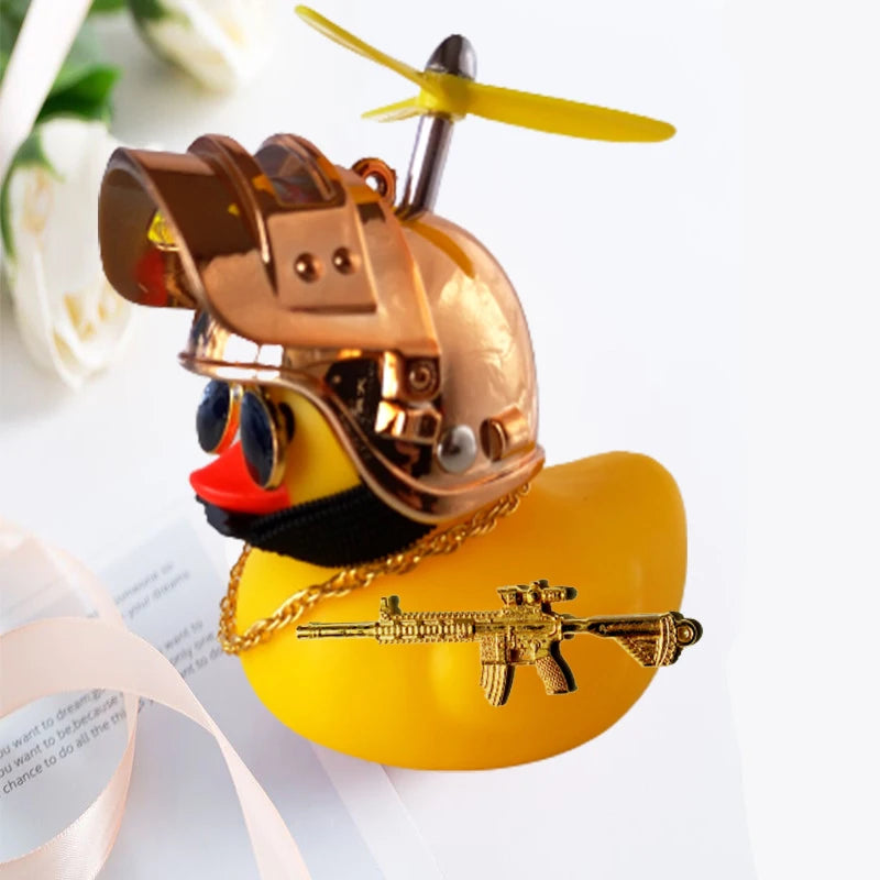 Motor Accessories Yellow Duck with Helmet for Bike Without Lights Auto Car Accessories Duck In The Car Car Interior Decoration