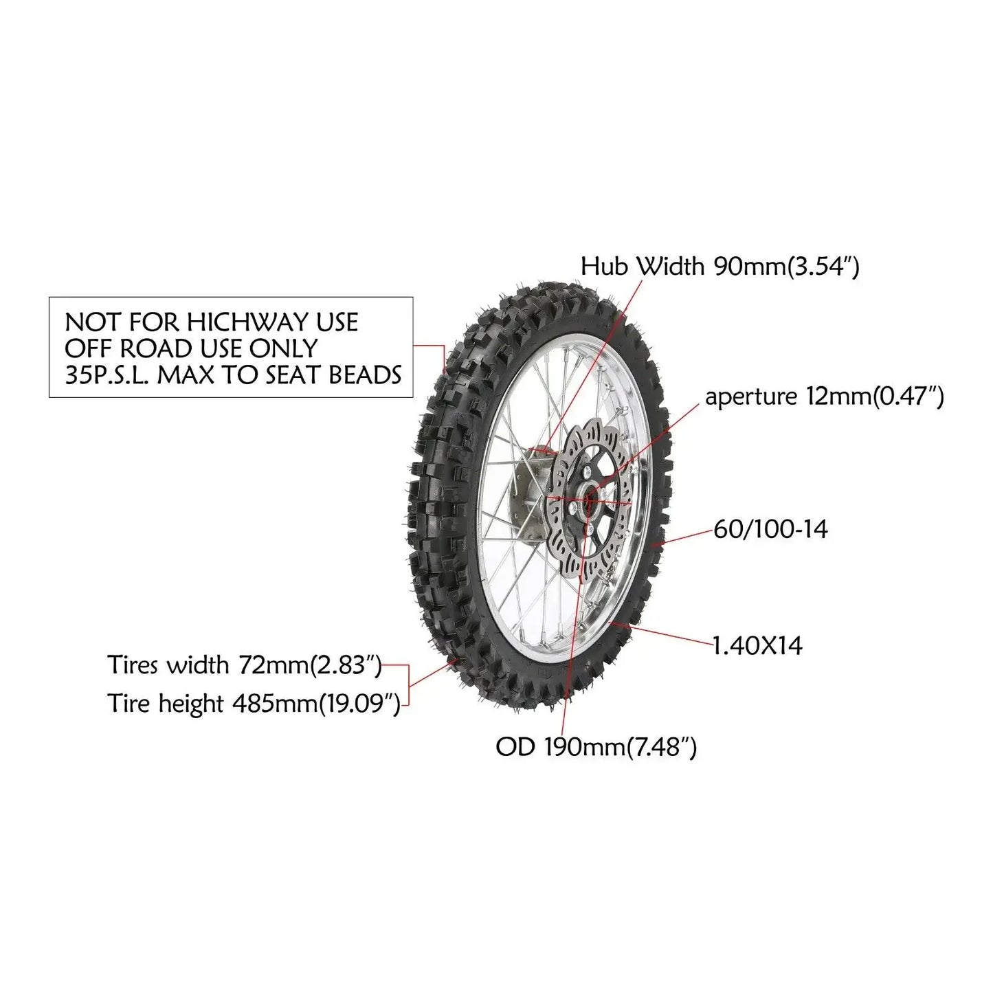 TDPRO motorcycle 2.50-14 60/100-14 80/100-12 3.00-12 Tire Wheel Rim SSR 125 CRF50 110cc Pit Bike