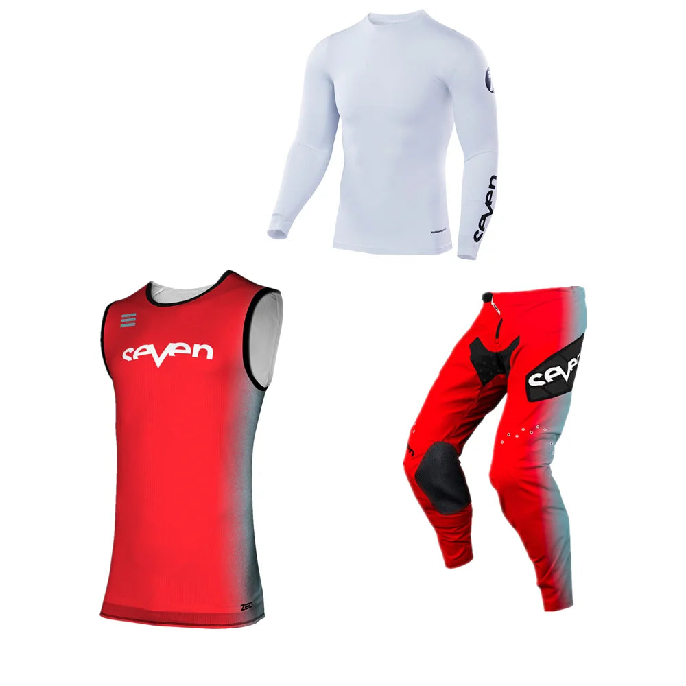 2024.1 SEVEN White Red Mx Jersey Set Off Road Motorcycle Race Wear Dirt Bike Motocross Gear Set Moto Suit