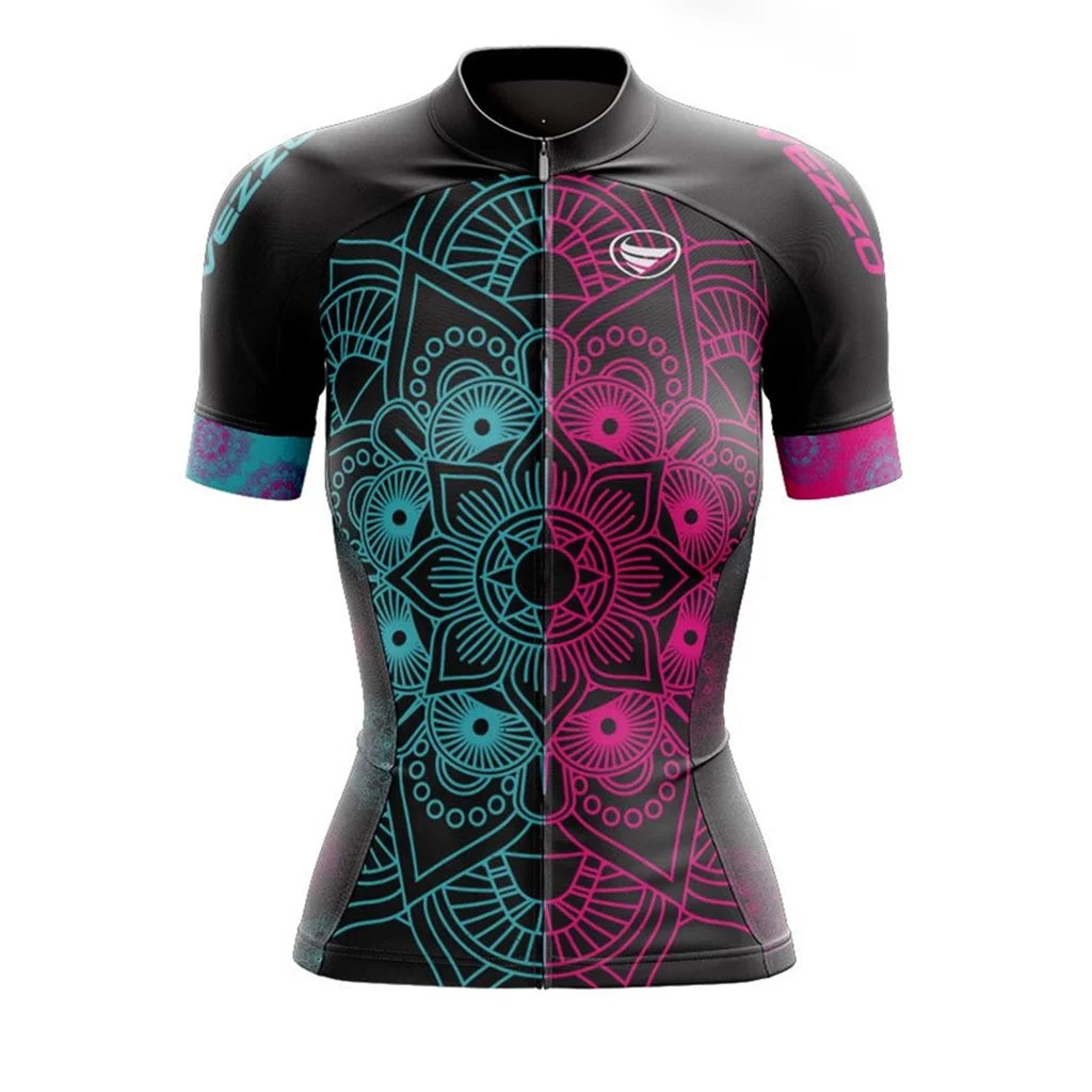 Summer Women's Short Sleeve Purple Cycling Jerseys Bicycle Uniform Pro Team Sportswear T-shirt Motocross Mountain Bike Clothing